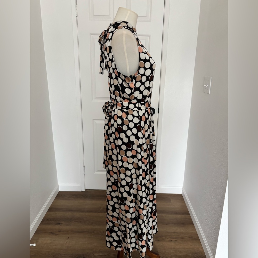 EUC Anne Klein Polka Dot Maxi Dress with Bow Accent Size 4 - Picture 4 of 10